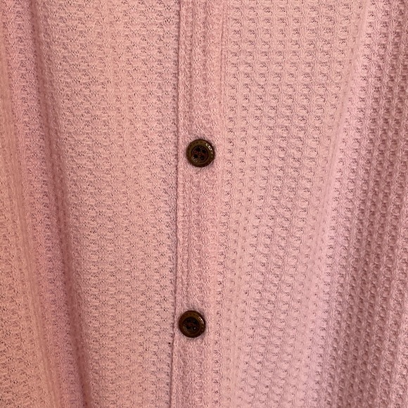 Mihoul xl pink waffle knit tie front top - Picture 2 of 4